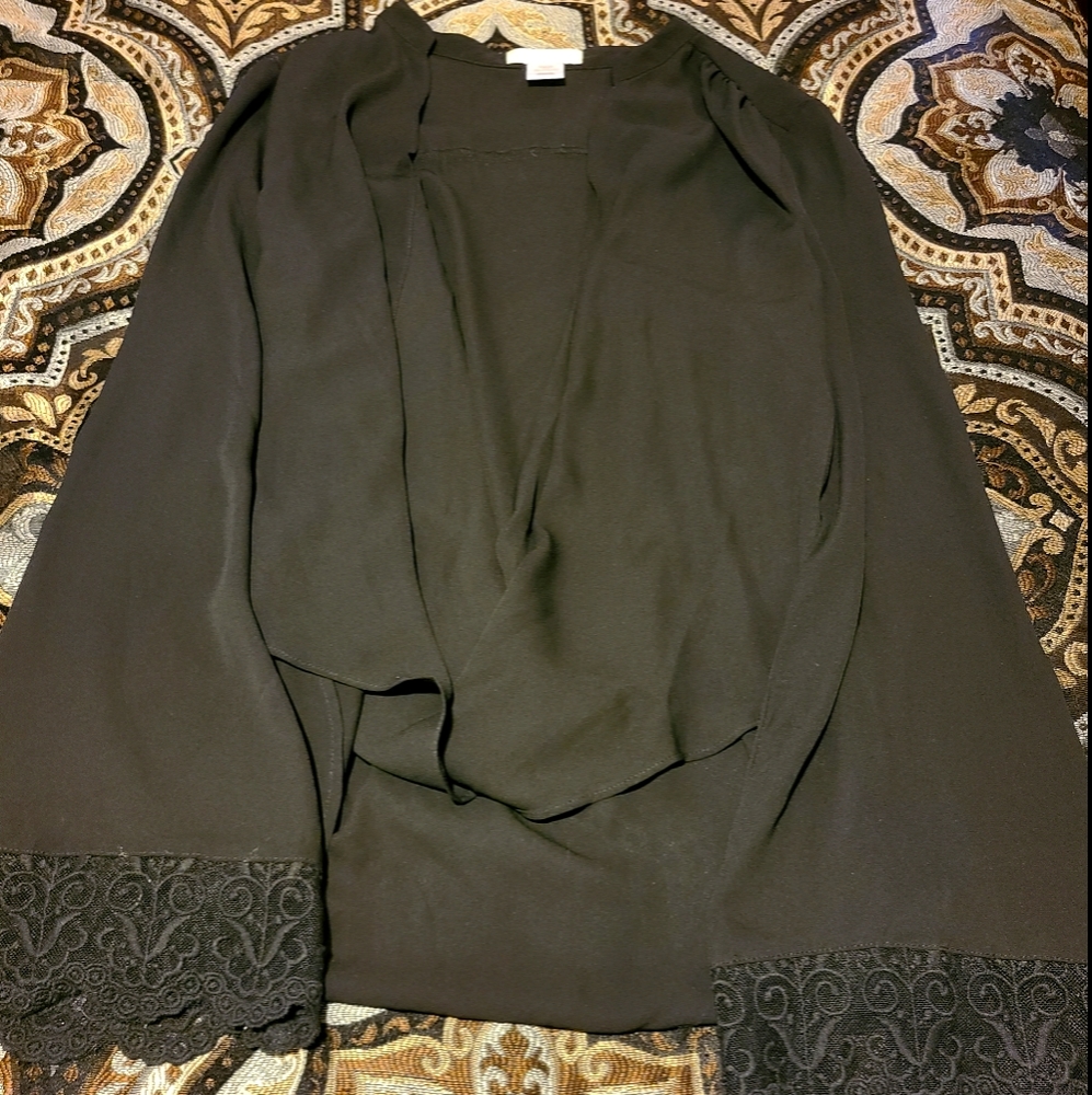 Sheer long-sleeved blouse with sleeve detailing